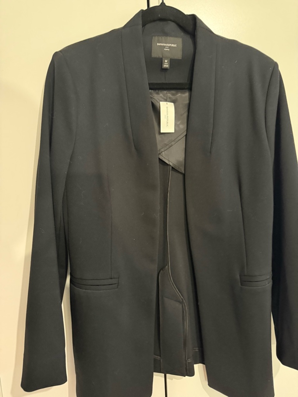Banana Republic Black Collarless Ponte Blazer